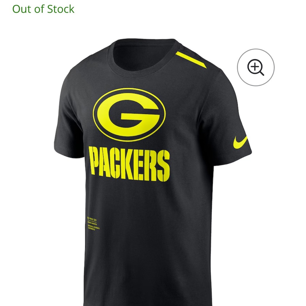 Nike Men's Black and Yellow Packers T-Shirt Brand New w.tags Sz L
